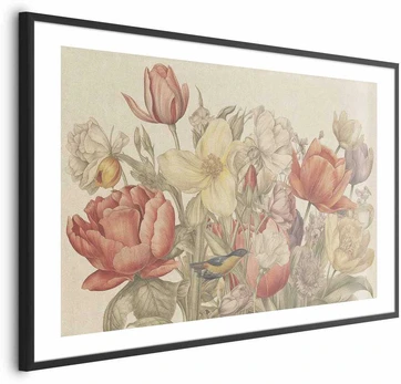 Artgeist Plakatas - Flower Bouquet on a Kreminis Background