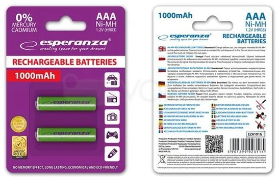 Esperanza Akumuliatorius žalia AAA / R03 1000mAh 2 vnt.