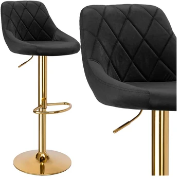 Cydro Gold baro kėdė, juodas aksomas