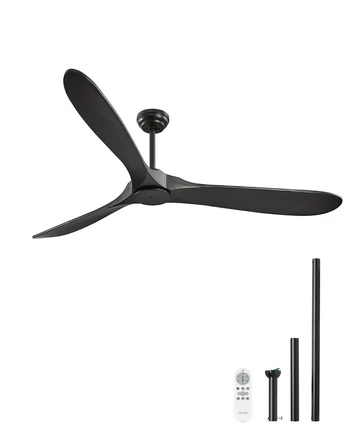 72 cm lubų ventiliatorius su mediniais sparnais be šviesos
