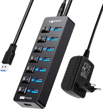Aktyvus Usb 3.0 šakotuvas su maitinimo adapteriu, 7+1 prievadai