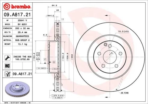 BREMBO 09.A817.21 Brake Disc