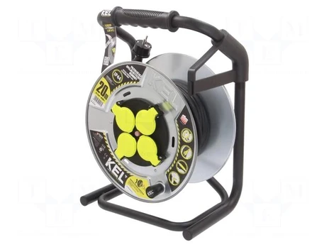 Extension lead | 3x1.5mm2 | reel,with non-rotating sockets | black