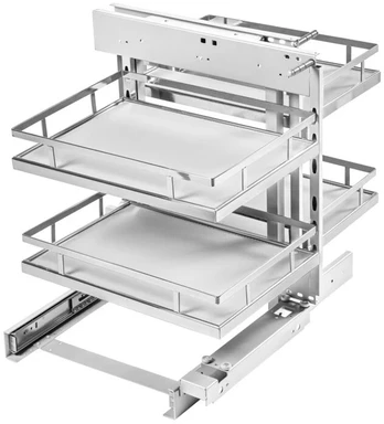 MovixPro retractable corner for cabinet 450 mm chrome, mat baltas