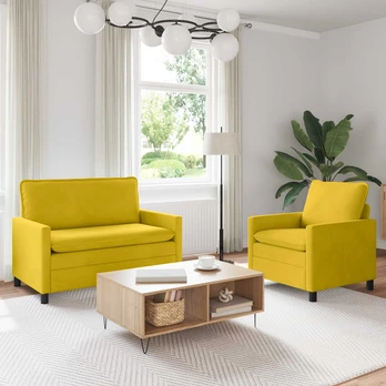 Sofa Sofos komplektas 2 pcs Geltona Aksomas