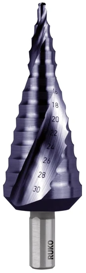 Pakopinis grąžtas RUKO HSS TiAlN Ø4-30 mm, 14 pakopų kaina