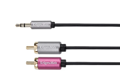 Kruger & Matz AUX 3.5mm - 2x RCA kabelis 1.8m Juodas