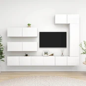 Televizoriaus spintelių komplektas, 7 dalių, baltas kaina