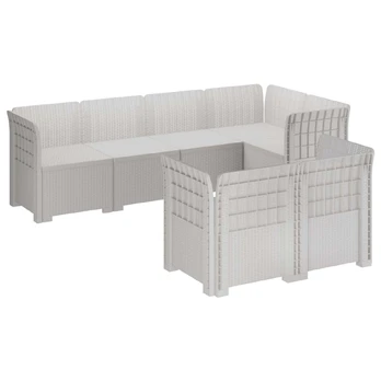 7-Vietis Sodo Sofa Ratanas PP Balta