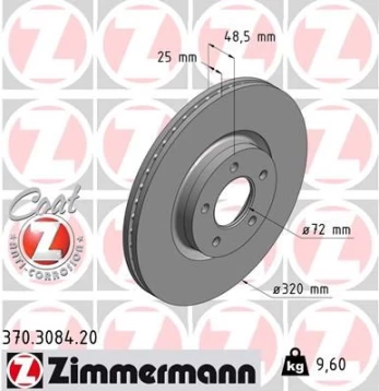 Stabdžių diskas ZIMMERMANN 370.3084.20