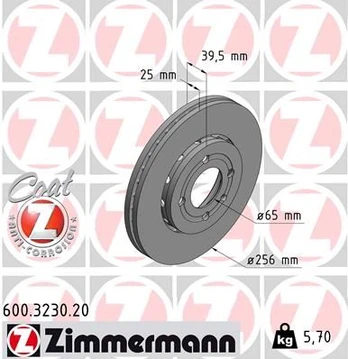 Stabdžių diskas ZIMMERMANN 600.3230.20