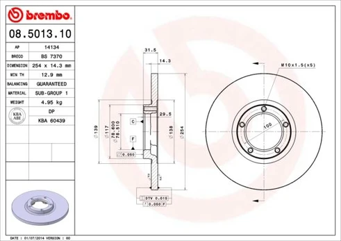 Stabdžių diskas BREMBO 08.5013.10