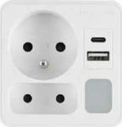 PLASTROL DVIGUBAS ŠAKOTUVAS SU LEMPUTE 1x USB + 1x USB C