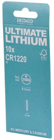 Deltaco Ultimate Lithium battery, 3V, CR1220 button cell, 10-pack