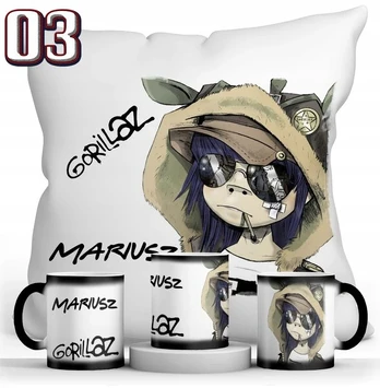 Gorillaz magiškas puodelis ir pagalvė su Jūsų vardu