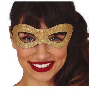 Fiesta Guld halvmaske med glimmer