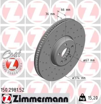 Stabdžių diskas ZIMMERMANN 150.2981.52