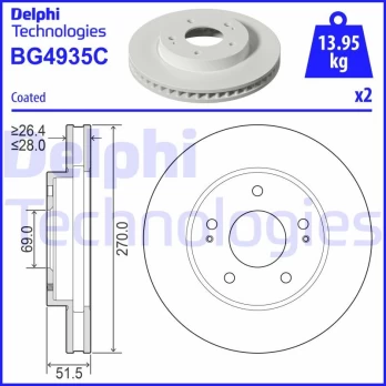 Stabdžių diskas DELPHI BG4935C