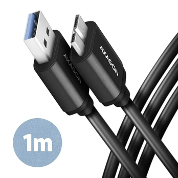 Kabelis Axagon BUMM3-AM10AB, Micro USB type B/USB-A, 1 m, juoda