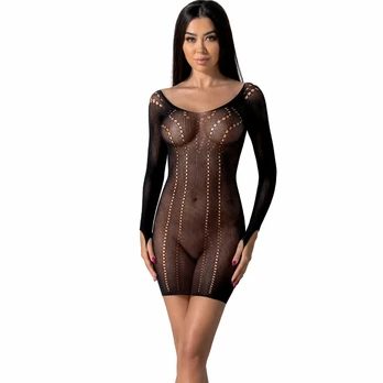 PASSION BS101 Bodystocking Black One Size - Elegant Mesh Design