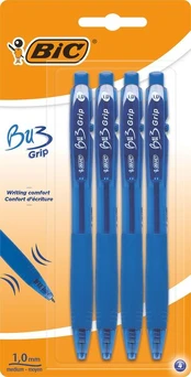 Bic Bu3 Grip mėlynas rašiklis, 4 vnt.