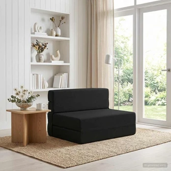 Sulankstomas Sofas-Lova Juodas 190 x 70 x 15 cm audinys