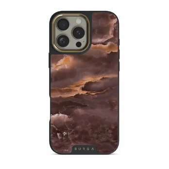 Fire Wood - Brown Marble iPhone 16 Pro Max Case, Elite Dark (MagSafe) / Gold