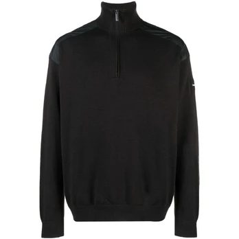 Megztinis vyrams, Juoda, Mix media quarter zip sweater
