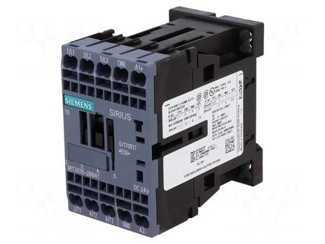 Contactor: 3-pole | NO x3 | Auxiliary contacts: NO | 24VDC | 9A | 3RT20
