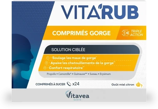 VITAVEA VITA’RUB čiulpiamosios tabletės gerklei, 24 vnt