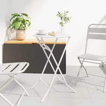 Sulankstomas sodo stalas Baltas Ø50x72 cm Plienas