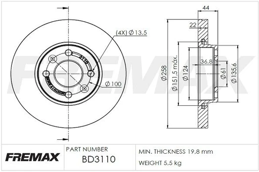 Stabdžių diskas FREMAX BD-3110
