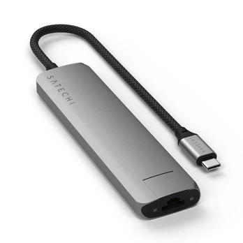 Satechi 7-in-1 USB-C Slim Multiport Adapter with Ethernet - Space Grey