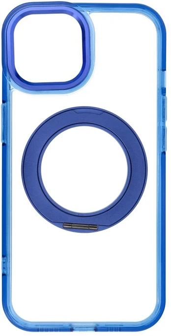 Dėklas Oem Case for iPhone 15 Frame Circle Stand compatible with MagSafe navy mėlynas