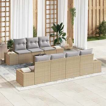 8 Dalių Sodo Sofa Rinkinys Su Pagalvėlėmis Smėlio Poli Ratanas