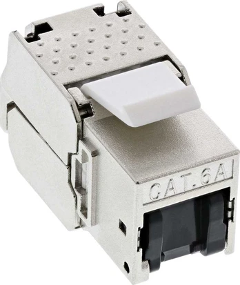 InLine® RJ45 Keystone Jack Snap-In modulis Cat.6a, su mėlyna apsauga nuo dulkių