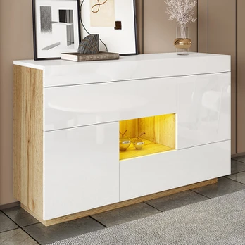 Sideboard, blizgus, su LED, stalčiai