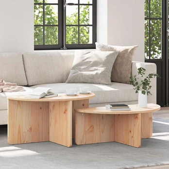 Kavos staliukas 2 pcs Natūralus 79 x 39.5 x 40 cm