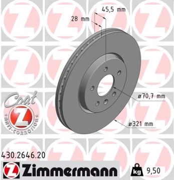 Stabdžių diskas ZIMMERMANN 430.2646.20