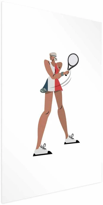 Artgeist Plakatas - Tennis Player with a Racket on a Baltas Background - Illustration