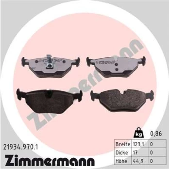 Stabdžių trinkelių rinkinys, diskinis stabdys ZIMMERMANN 21934.970.1