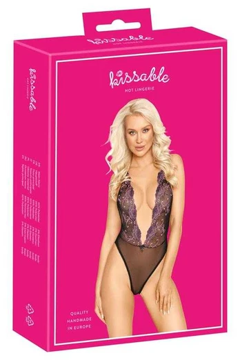 Kissable L/XL Floral Embroidered Juodas Mesh Bodysuit Adjustable Straps