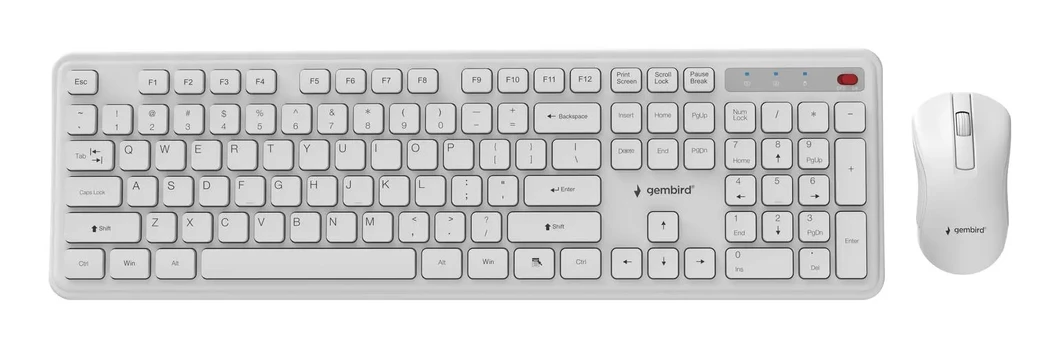 Gembird KBS-WPS-01 Slim Pro Business wireless desktop set, white, US layout