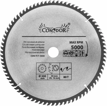 Pjovimo diskai Condor CON-TCT-3008; 300 mm; Z80