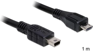 DELOCK cable USB micro-B St/ USB mini St 1m kaina