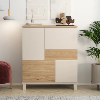 Komoda Mood - MD3-CS, balta/ruda