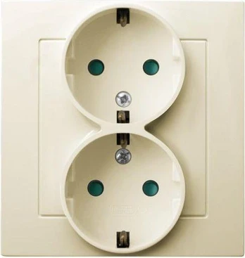 Ospel Socket AS dvigubas schuko su ekru srovės sklendėmis (GP-2GSP/27)
