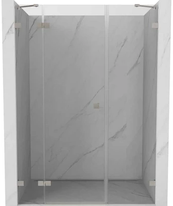 Dušo durys Mexen Lunar, kairinės, 145 cm, transparent/brushed nickel