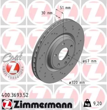 Stabdžių diskas ZIMMERMANN 400.3693.52