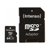 ATMINTIS MICRO SDXC 64GB C10/W/ADAPTERIS 3413490 INTENSO kaina